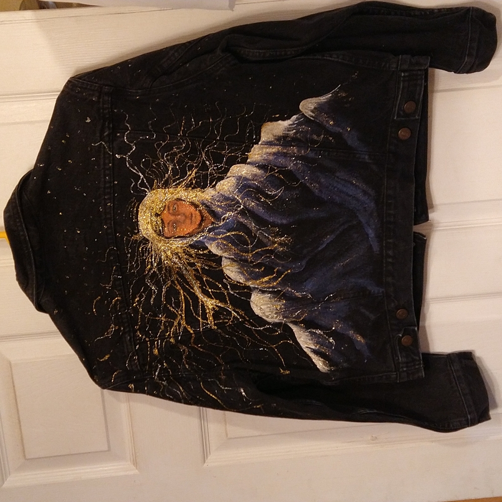 Moon Maiden Hand-paintedJeans Jacket